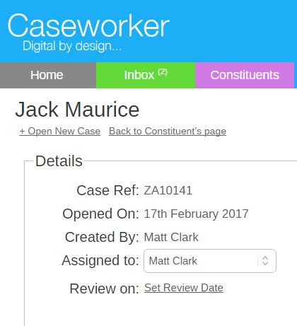 6.7 Reassigning a case When you create a case, Caseworker automatically assigns a case to you.