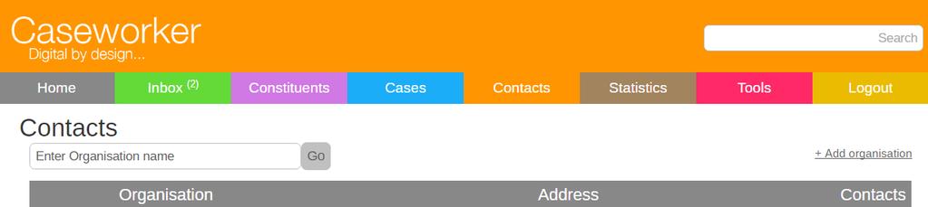 9 Contacts Your contacts page is where you keep your third party organisation contacts up to date.