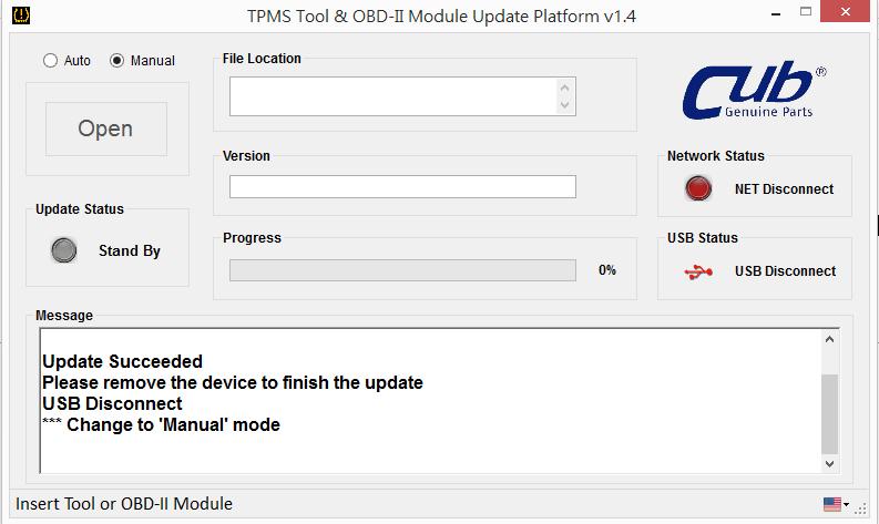 Step 6 Open the Auto-Update Platform and select the Manual option.