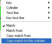 Then select the cylinder you want to copy match to and rightclick again.