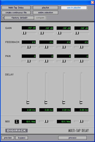 Mix Adjusts the balance between the effected signal and the original signal and controls the depth of the effect. Mix is adjustable from 0% to 100%.