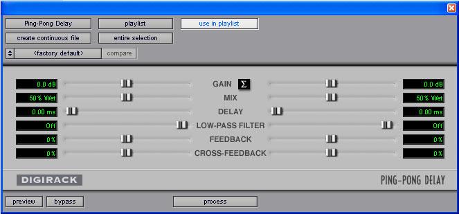 Selecting the Sum Input button sums the dry input signals (mono or stereo) before processing them.