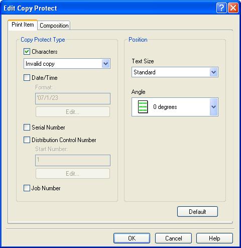 Print functions of the PCL/PS drivers for Windows 8 Eding copy protect Characters: Embeds the selected character string in a pattern.