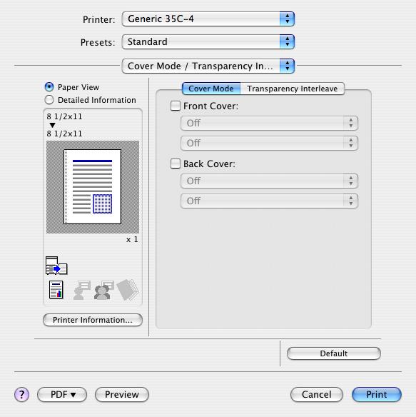 Print function of Mac OS X 9 9.5.