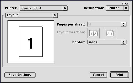 Print function of Mac OS 9.2 10 5 Click the [OK] button. This saves the custom page size, which can be selected from the "Paper" drop-down list in the Page Attributes dialog box. 10.3.