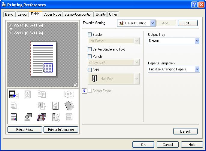 Print functions of the PCL/PS drivers for Windows 8 Function name Option Description [Image Shift Settings] Units Front Side/Back Side Selects the measurement unit that specifies the size.