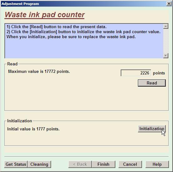 You may also reset the Waste Ink Counter using the Epson Adjustment program. 1. Open the Epson Adjustment Program and select Particular Adjustment Mode. 2. The Setting window will appear.