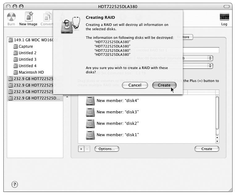 All hard drives connected to the Tempo card will be described by Disk Utility as having an internal connection. 3.