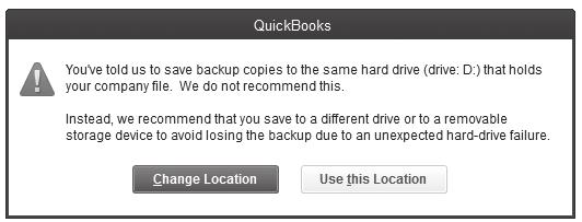 Select your USB drive (or the drive you want to use) If you select to save your backup onto your hard drive, you will receive the following message: Figure 1-69 You might want to save your backup