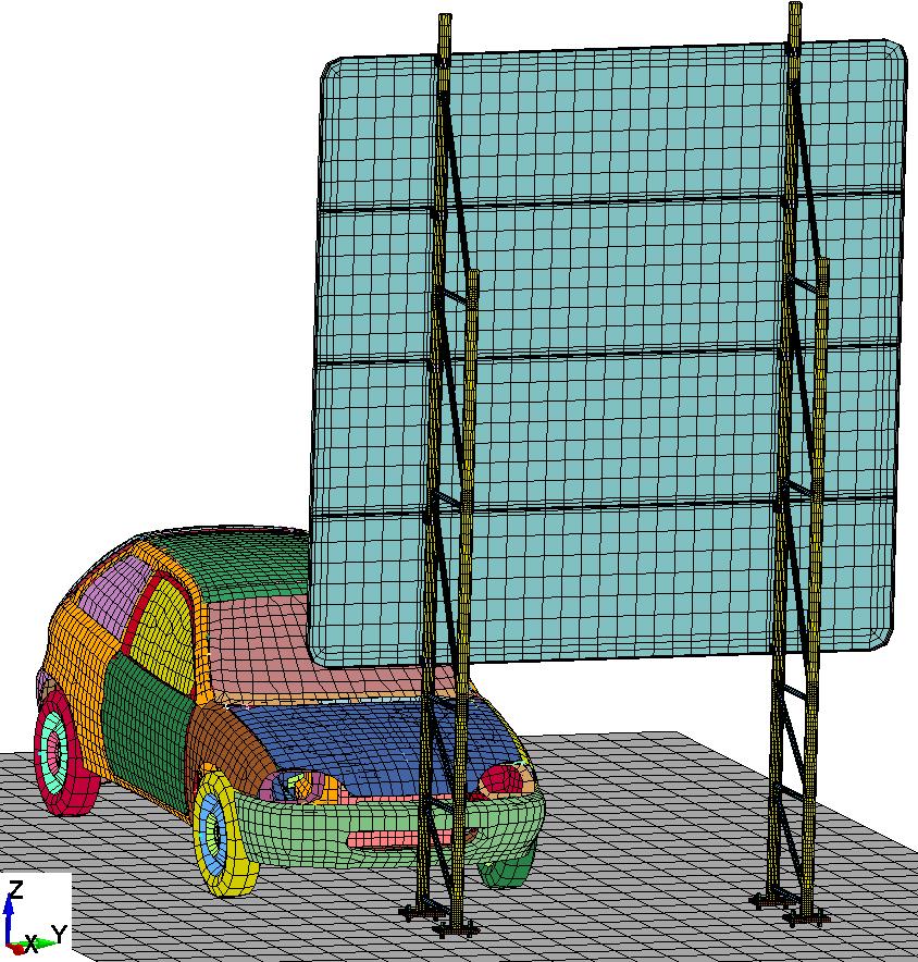 Example 3 car crash with steel girder car model (NCAC) dummy- and airbag model (DYNAmore) crash simulations deterministic/uncertain (ISD)