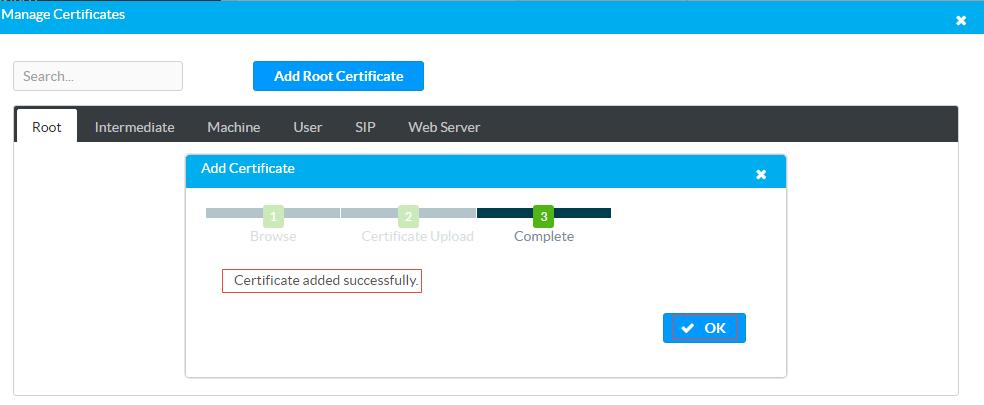 Mercury: UI: Manage Certificates Screen: Add Certificate: Add Complete Once this is complete,