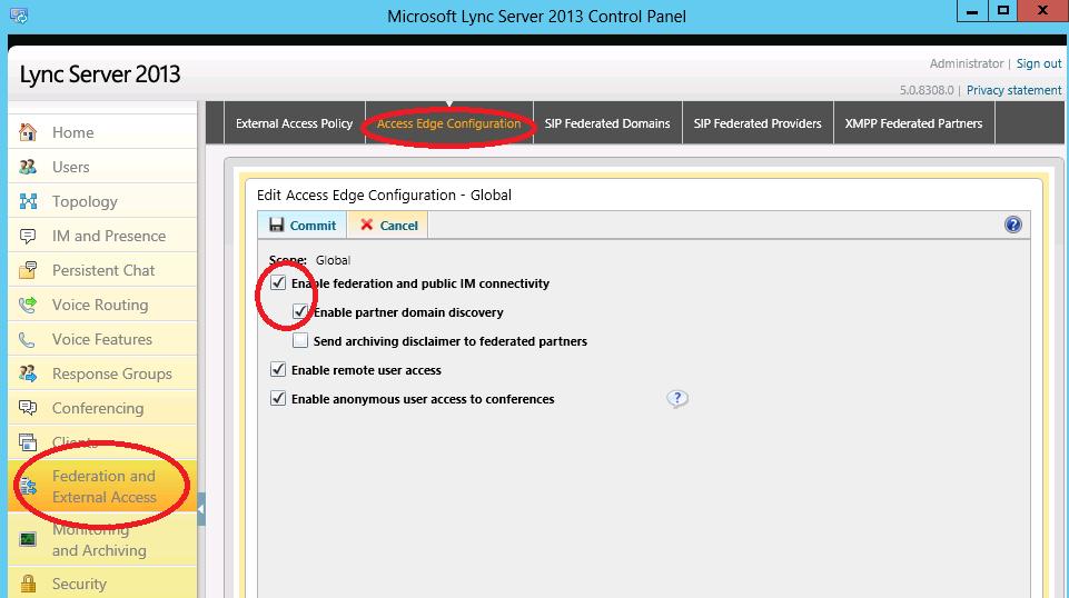 Under Edit Access Edge Configuration: Select Enable federation and Enable partner domain discovery. See Figure 3.