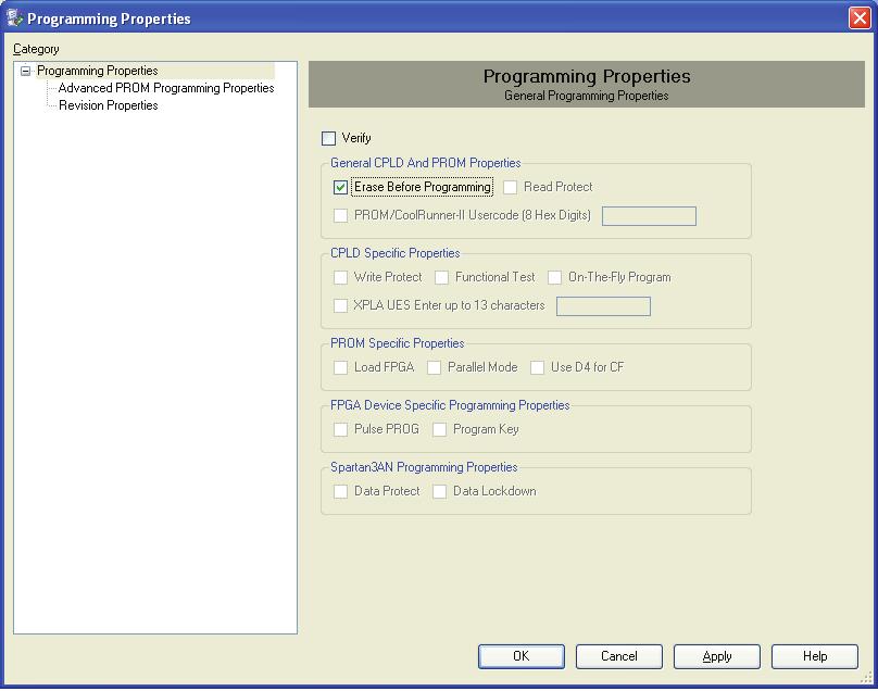 Step 7: Select impact Programming Properties In response to the invocation of the Program operation, impact presents the Programming Properties dialog box (Figure 18).