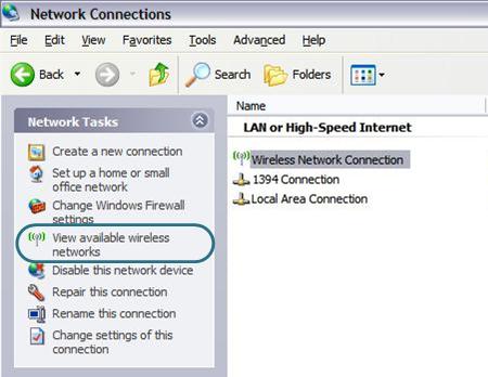6. Search for available wireless networks. 7. In the opened Wireless Network Connection window, select the wireless network and click the Connect button. 8.