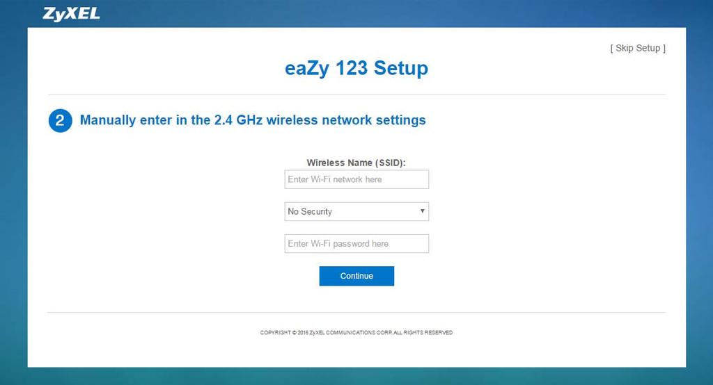Chapter 6 eazy123 Wizard Setup 4 The 5 GHz setup screen displays. Repeat previous steps to select and connect to a 5 GHz Wi-Fi network.