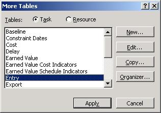 To Modify or Copy an Existing Table Menu View/ Tables / More Tables In this area a table can be edited or copied.