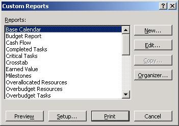 Creating a report Menu View/Reports/Custom Click on the custom icon and then clicking on select or double click on custom.