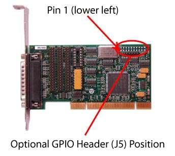 General Purpose I/O Signals The serial card has an optional 20 pin header that provides general purpose input/output (GPIO) signals for application specific uses.