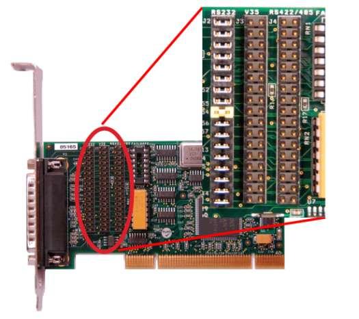 Serial Interface Selection The serial adapter supports different interface types which are selected by placement of jumpers on the card.