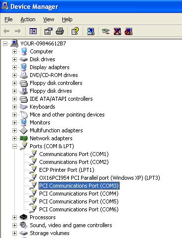 DairyPlan C21 Multi-Port Set-up using Windows XP In this case the PCI Communication Port has its equivalent Port in the Multi- Port unit COM3 = Port 1 (Multi port unit) COM4 = Port 2 (Multi port