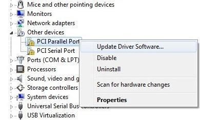 arrow by Other Devices 5 Right Click on PCI