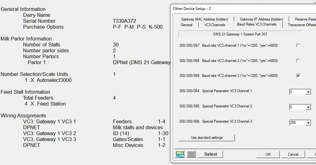 DMS21 Gateway Com Ports Settings for sort gate Finally remember to Re-pin &