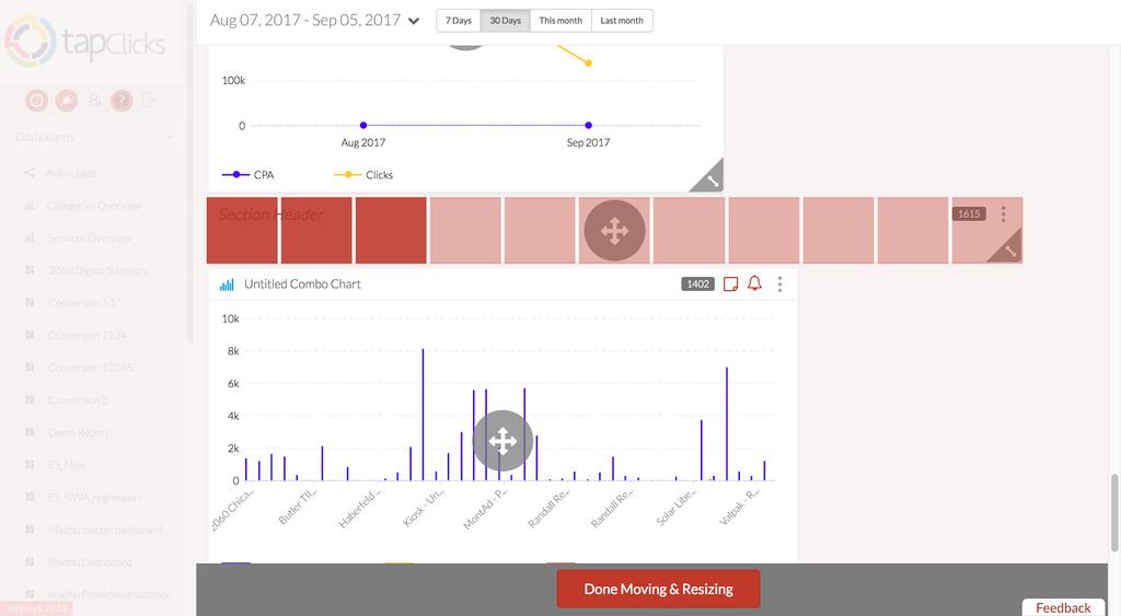 TapReports/TapAnalytics New Features New Ability to Set Single Row Media Widgets To keep some consistency with the size of our graphs and widgets on our custom dashboard canvas, we ve typically added