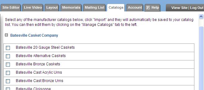 CATALOGS The catalog feature allows you to import manufacturer s catalogs.