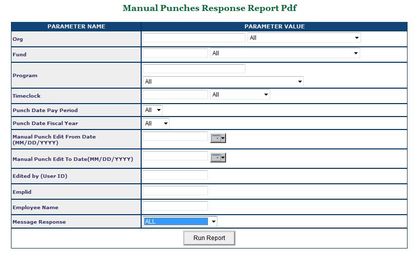 3. Click on Select Parameters to Run Report. 4. The parameters are the same for both reports. Some items of note: a.