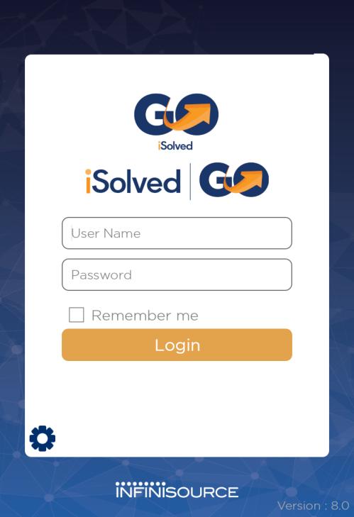 Logging into the isolved Go Application This is the login page for the isolved Go Interface.