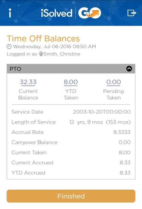 Time Off Balances The Time Off Balances screen allows you to view your up-todate accrual balance information from