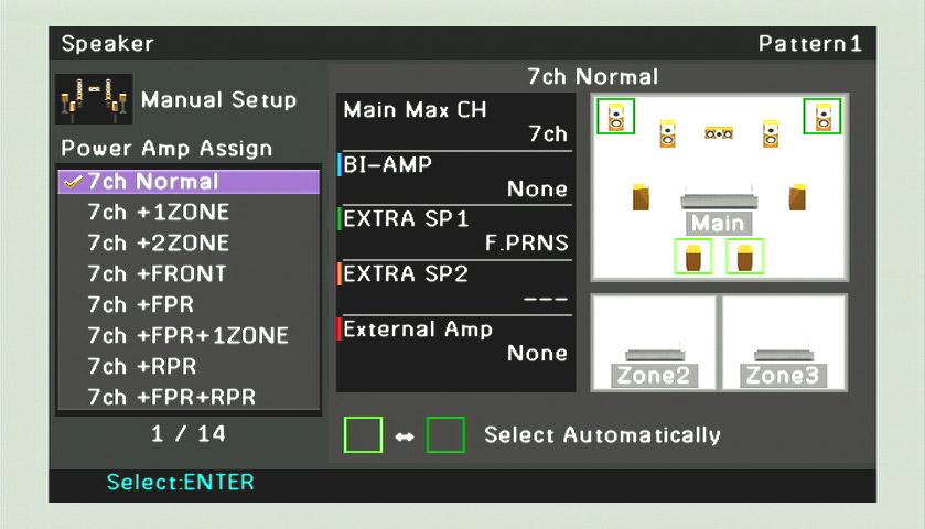 SETUP Setting various functions (Setup menu) Power Amp Assign In addition to the 7.