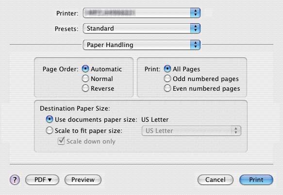 3 PRINTING FROM Macintosh 3.PRINTING FROM Macintosh Mac OS X 0.4.x 3 ) Page Order Select the page order for printing. ) Print Select whether to print all pages or only odd/even-numbered pages.