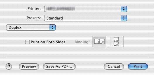 3 PRINTING FROM Macintosh Duplex In the Duplex menu, you can set Two-Sided printing (printing on both sides of a sheet).
