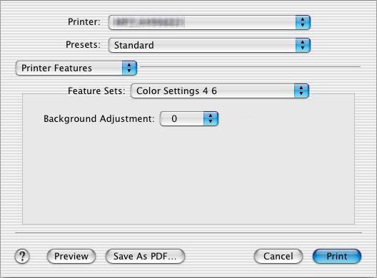 3 PRINTING FROM Macintosh 3.PRINTING FROM Macintosh Color Settings 4 6 In the Color Settings 4 6, you can set image attributes for printing.