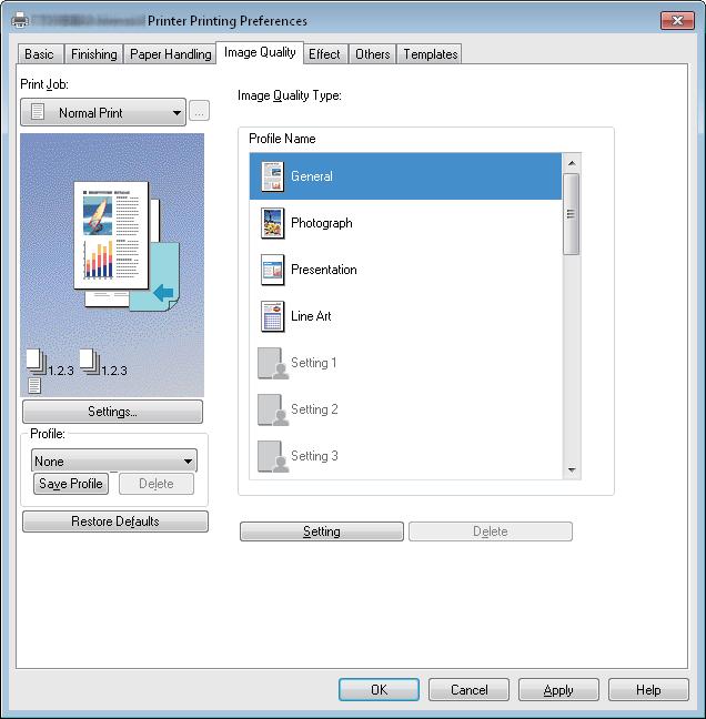 PRINTING FROM WINDOWS.PRINTING FROM WINDOWS [Image Quality] tab The [Image Quality] tab allows you to select how images are printed.