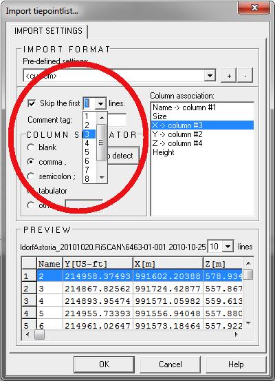 Use the Skip the first line dropdown to select the number of lines you wish to skip in the Preview field.