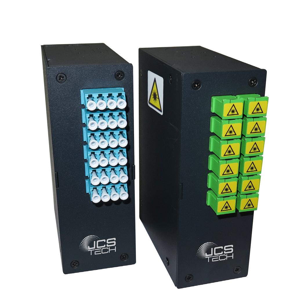 COMPACT MODULAR DIN RAIL MOUNT FIBREOPTIC ENCLOSURE JCS Technologies Compact Modular DIN rail mountable fibreoptic break out enclosures support the use of indoor fibre cable types.