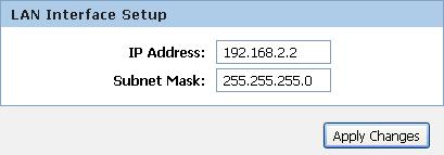 2. Change the IP Address and Subnet Mask. 3. Click Apply Changes. 4. Click OK. 5. Type IP Address and Change default LAN port IP address. 6.