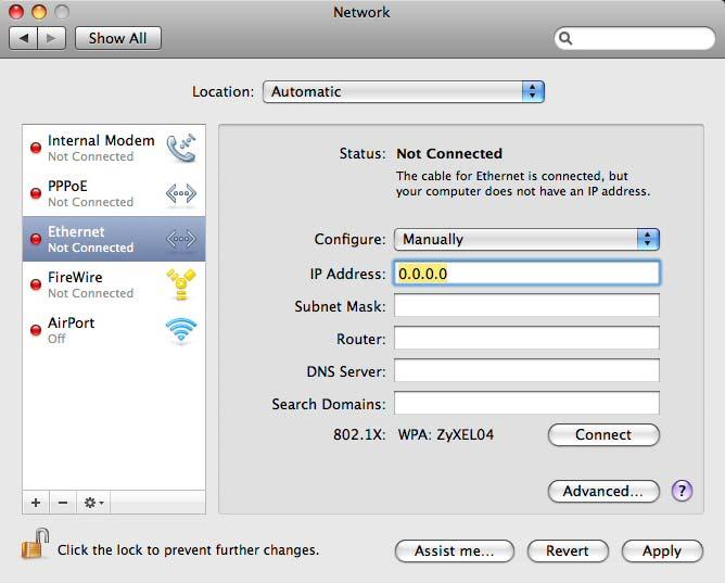 Appendix C Setting Up Your Computer s IP Address In the IP Address field, enter your IP address. In the Subnet Mask field, enter your subnet mask.