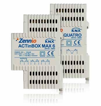ACTinBOX Classic, MAX6 y QUATRO ZN1IO-AB60 ZN1IO-AB40 Multifunction actuator. 6 x 10A outputs. 2 DIN rail units.