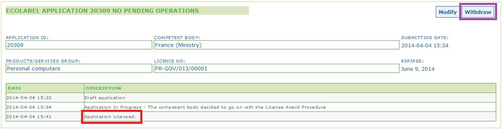 Chapter 7: Licence Withdrawals Licence withdrawals are used to delete awarded licences labelled as Application Licensed.