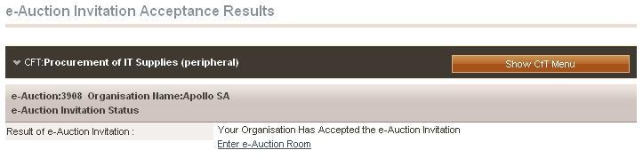 Figure 98 e-auction invitation acceptance results (accepted invitation)