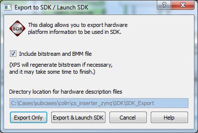 Design to SDK Include the bitstream and BMM and