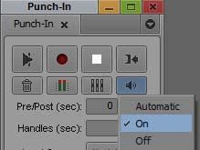 Changed in v6.0.3 and v10.0.3 On - allows for IN to OUT audio monitoring during audio punch-in. Off - turns off IN to OUT audio monitoring during audio punch-in.