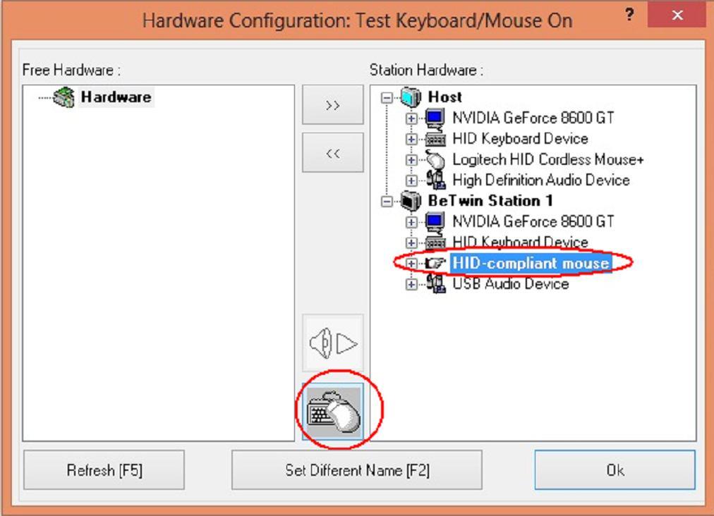 The display in the Hardware Configuration screen will indicate which keyboard or mouse has been activated.
