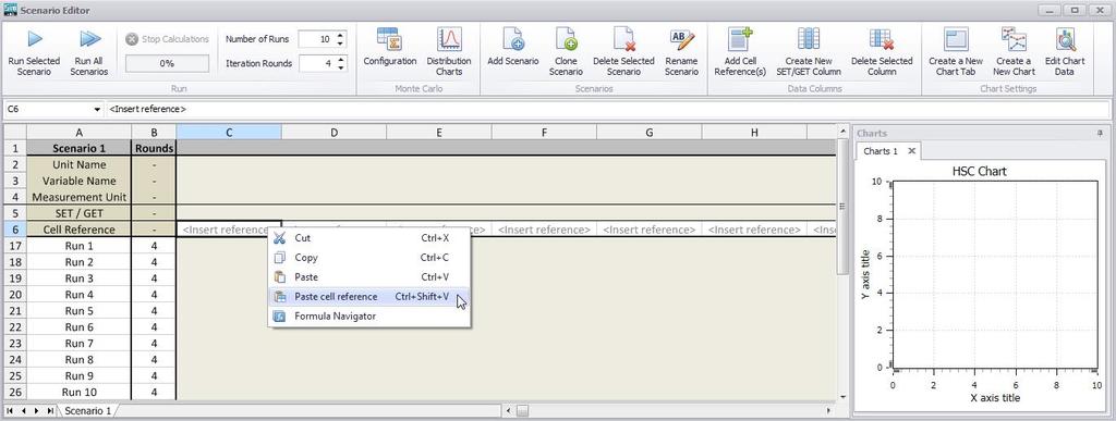 15021-ORC-J 16 (33) 40.2.3. Scenario Editor The Scenario Editor lets user run user s process model with different operating parameters and see how they affect process variables.