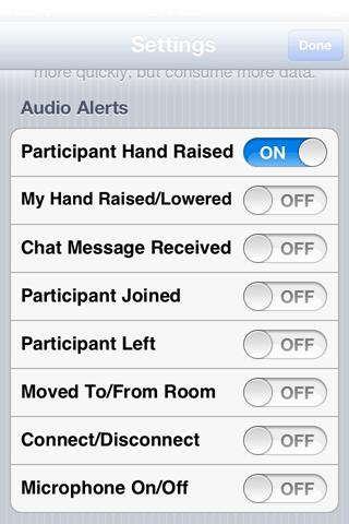Audio Alert Settings Slide the switch in the right column from Off to On to enable a sound to play when each of the following events occurs. Slide it from On to Off to disable the alert.