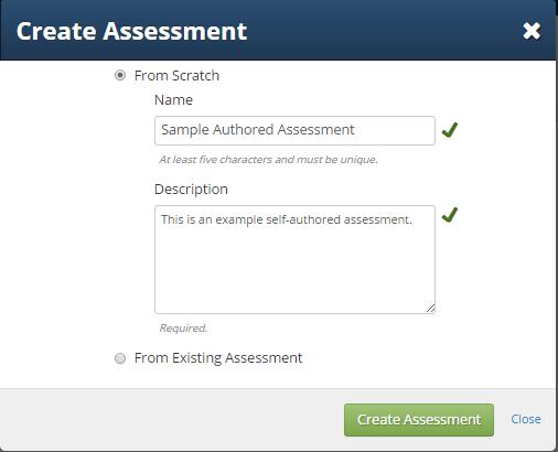 Click Create Assessment.