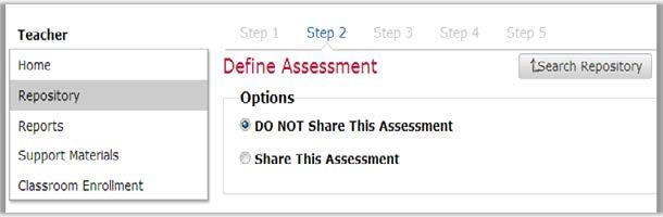 Step 2: Define the Assessment In Step 2, you can select one or more student expectations to include on an assessment.